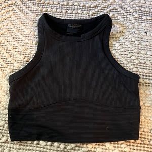 lululemon cropped black high neck tank top